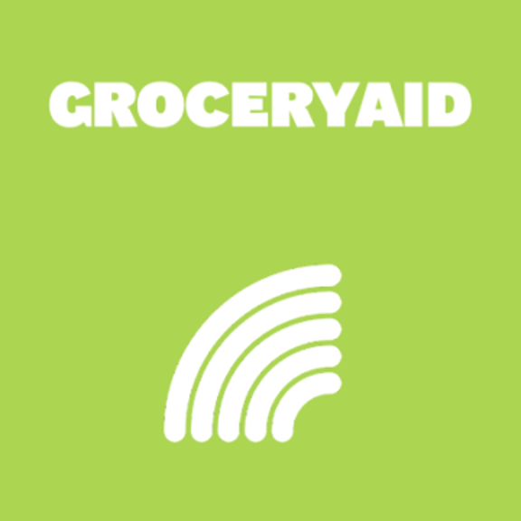 Logo of GroceryAid on a green background