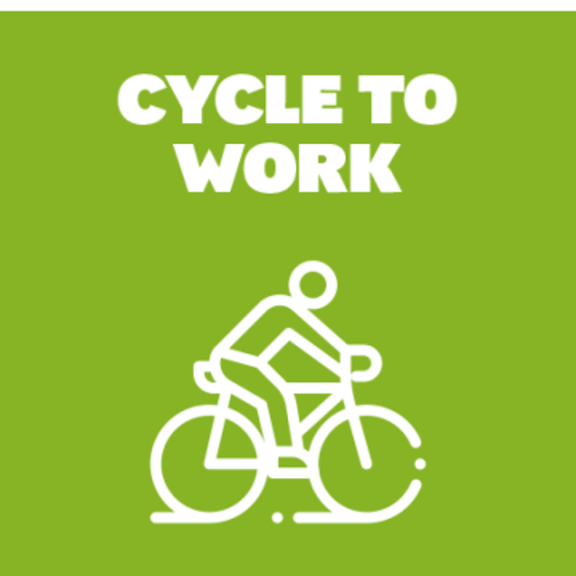 Icon of a person riding a bicycle with the text "Cycle to Work