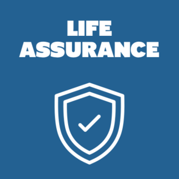 Life assurance graphic featuring a shield and checkmark
